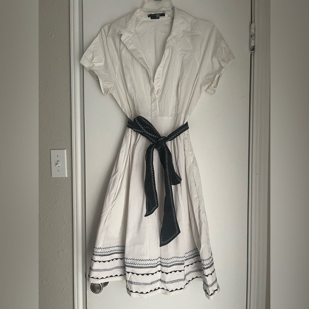Elegant White Dress with Black Accents
